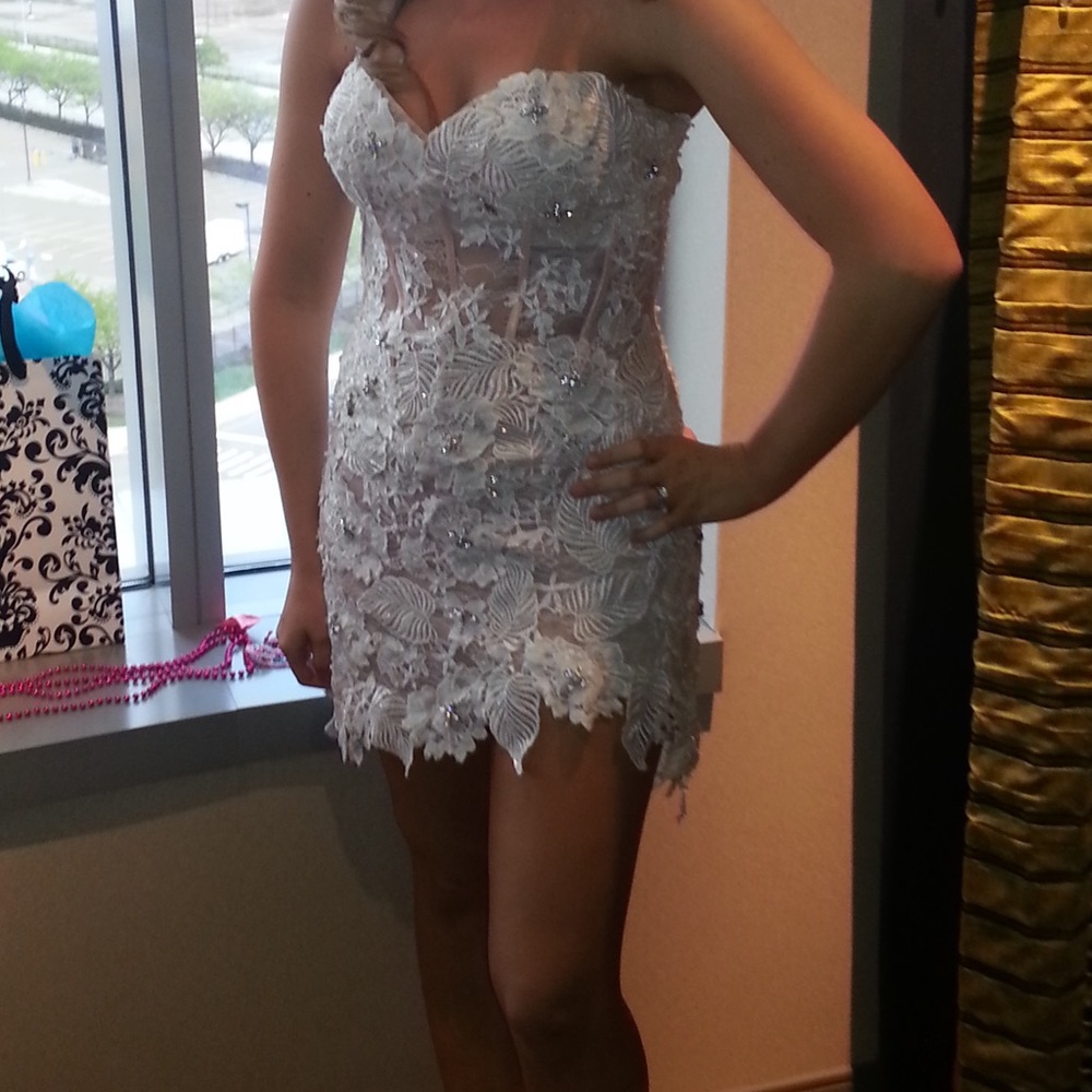 Sherri Hill white all laced dress